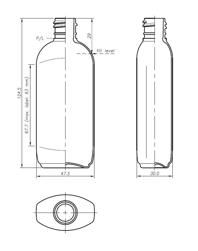 Fabriek klassiek regeling fles met schoefdop inhoud 100 ml